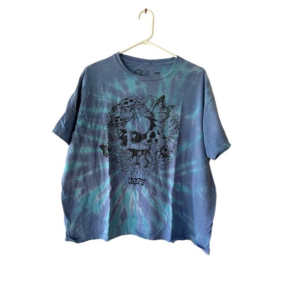 Neff XXL Blue Tie Dye T-Shirt With Skull & Flower Graphic 100% Cotton READ - Picture 7 of 7